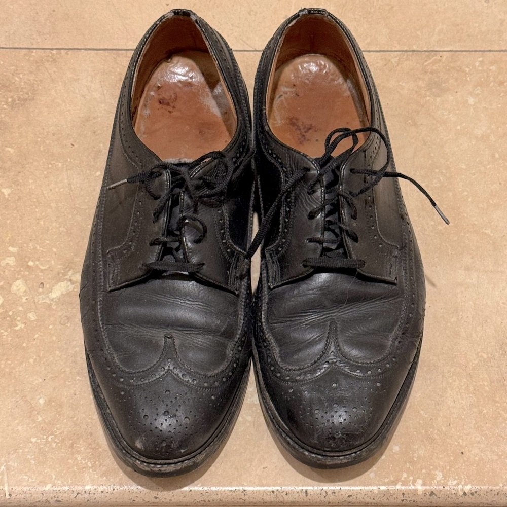 Vintage Florsheim Black Leather Classic Oxford Dress Shoes Men's 12D